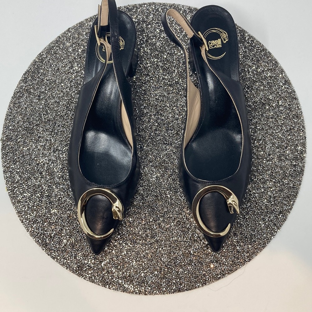Roberto Cavalli Class Snake Sling Black size 41